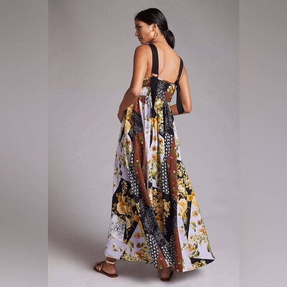 Maeve Anthropologie Patchwork Floral Maxi Dress Colorful Boho Women's M - Picture 2 of 14